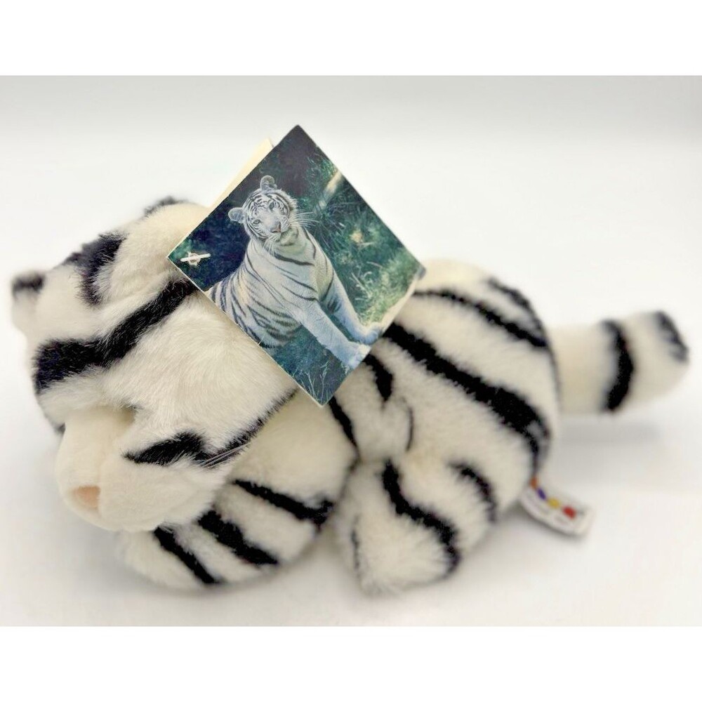 Vintage Aurora White Siberian Tiger Plush Stuffed Animal Blue Eyes Signed NEW 8"